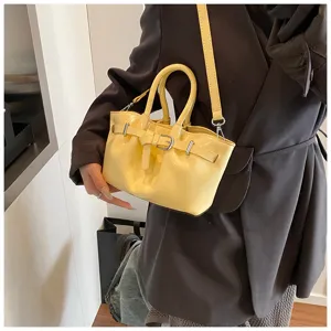 Korean style patent leather bucket handbag, stylish shoulder and crossbody tote bag.