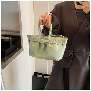 Elegant light green mini handbag with stylish buckle strap design for women daily fashion outfits.