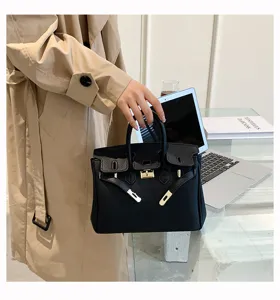 Schwarze Leder Handtasche klassische Tote Tasche grosse Kapazitaet Luxus Design Damen