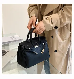 Schwarze Leder Handtasche Damen Henkeltasche klassisches Design grosse Kapazitaet Shopper