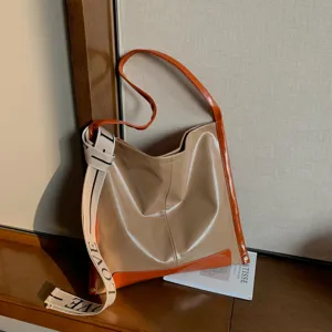 Grande capacita borsa da donna moda commuting borsa a spalla elegante borsa hobo bicolore quotidiana