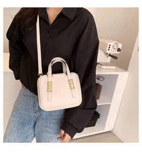 Chic niche style PU leather shoulder bag women trendy versatile crossbody biscuit handbag