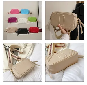 Sac à bandoulière chic pour femme, sac appareil photo avec large sangle et cuir PU tendance.