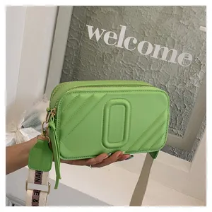 Sac à bandoulière vert tendance pour femme, sac photo élégant avec large sangle