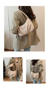 Trendy pleated underarm shoulder bag for women, stylish casual PU leather crossbody bag.