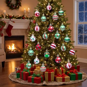 Ensemble de boules de Noël rouge et vert décorations à suspendre pour sapin de fête