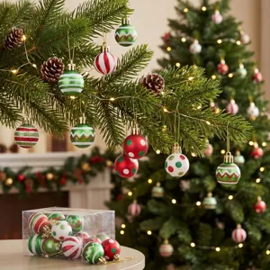 Boules de Noël ensemble rouge vert décorations suspendues arbre de fête accessoires déco