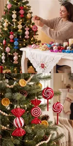 Weihnachtsbaum Süßigkeiten Ornamente Set, bunte Lutscher Hängedekorationen für Feiertag.