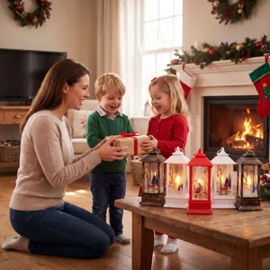 Linterna LED decorativa de Navidad retro simulación adorno de mesa para fiesta