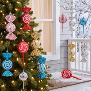 Weihnachtsbaum Hängende Dekorationen Große Süßigkeiten Ornamente Kunststoff Lutscher Anhänger Für Weihnachten Party Heimdekoration