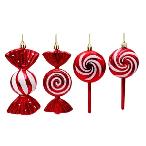 Weihnachts Deko Süssigkeiten Set, rot weiße Hänge Lollies für Christbaum Dekoration
