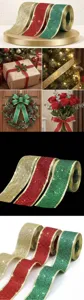 Nastro glitter di natalizio oro rosso verde nastro decorativo per confezioni regalo festa