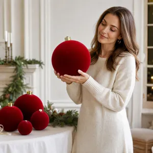 High-end matte flocked Christmas ornament ball set, multi-size holiday tree decor.