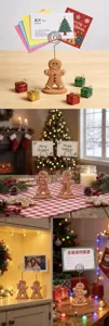 Support de note bonhomme pain d épices Noël résine décoration bureau cadeau article