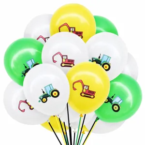 Construction Vehicle Latex Balloons Cartoon Excavator Print Balloons For Kids Birthday Party Decoration Festive Supplies