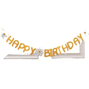 Daisy birthday banner for kids party decoration happy birthday hanging banner party supplies