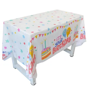 Einweg PEVA Geburtstag Tischdecke mit süßem Kuchen und Ballon Druck für Kinder Party.