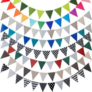 Colorful Paper Triangle Flags Bunting Banner For Birthday Party Wedding Christmas Indoor Wall Hanging Decor