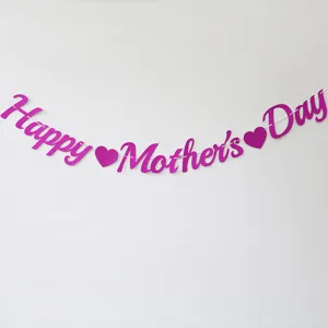 Pink glitter Mother's Day banner party hanging decoration garland for festival celebration