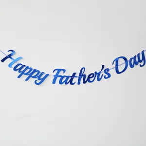Blue metallic Father's Day letter banner hanging decoration for party event celebration.