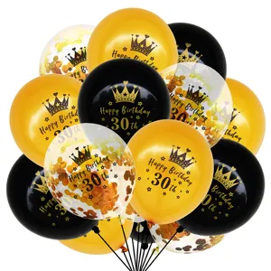 12 inch 30th birthday balloons set black gold confetti balloons party decoration supplies