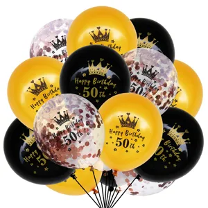 12 inch 50th birthday balloon set with crown design, perfect for party decoration and celebration.