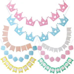 DIY Party Girlande Dekoration Set mit Kronen, Wimpeln und Karten für Kindergeburtstag.