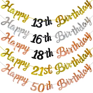 Party banner γενεθλίων Happy Birthday με foil γράμματα για τη γιορτή και τη διακόσμηση
