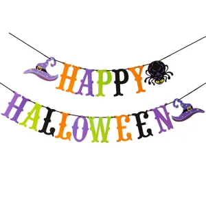 Halloween paper banner hanging decoration party supplies spooky holiday bunting set