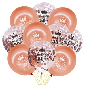 12 inch rose gold crown balloon set 10 pack confetti latex balloons for birthday party decor