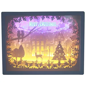 Kerst 3D papier snijschaduw doos LED nachtlampje voor thuis decoratie kerstfeest