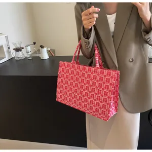 Borsa shopper rossa con doppio囍 cinese dettaglio, elegante borsa per regali di nozze.