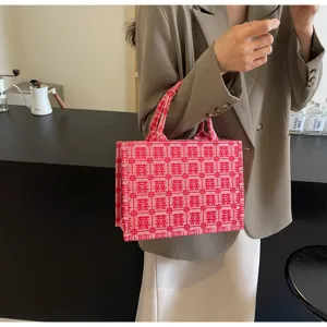 Borsa shopper matrimonio stile cinese motivo doppio felicità rosso grande capacità per donna