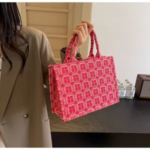 Borsa shopper matrimonio rossa stile cinese con doppio carattere felicita, borsa tela elegante regali.