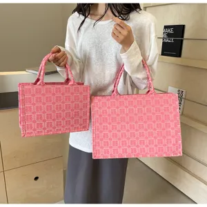 Borsa shopper matrimonio stile cinese doppio carattere felicità rosa grande capacità regali