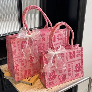 Borsa shopper da sposa stile cinese rosa grande capacita regalo per damigella d'onore