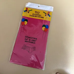 Heavy duty plastic rectangular tablecloth package detail view 137x274cm waterproof cover