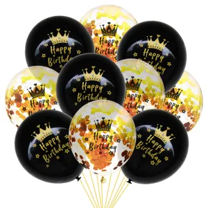 12 inch crown balloon set 10pcs latex confetti balloons for birthday party decoration