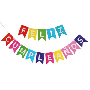 Χρωματιστή ισπανική γιρλάντα γενεθλίων Feliz Cumpleanos διακόσμηση πάρτι χάρτινη σημαία