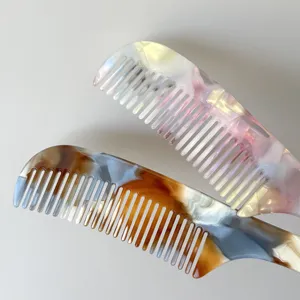 French acetate hair comb, anti-static round teeth, colorful portable hairdressing styling tool.