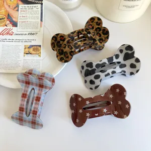Grandes pinces à cheveux os, pinces léopard vache carreaux et étoile pour femmes et filles.