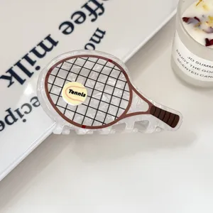 Niedliche Tennisschläger Haarklammer, stilvoller Acryl Hai-Clip für das tägliche Styling.
