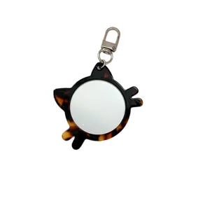 Schildpatt Katze Spiegel Schlüsselanhänger süßer Acetat Taschenspiegel Taschenanhänger