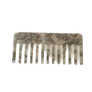 Acetate wide tooth hair comb with marble pattern anti static design main view product display