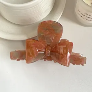 Korean style acetate hair claw clip sweet 3D bow shark clip elegant hair accessories for women