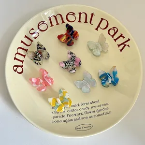 Charming colorful butterfly acetate hair claw clips sweet cute hair accessories for daily wear