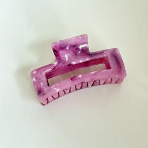 Pinza de pelo rosa jaspeada de plástico brillante estilo coreano accesorio de moda mujer