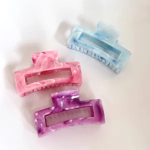 Pinza de pelo con patron de marmol colorido de acrilico accesorio de moda para mujeres