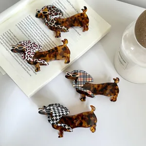 Pinza de pelo perro salchicha carey lindo acetato pinza tiburón mujer accesorio detalle