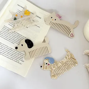 Joli ensemble de peignes à cheveux en acétate motif animaux, outils de coiffure quotidiens.